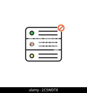 Accès au serveur ou icône de données refusé. Centre de données, concept d'hébergement. Base de données bloquée linéaire, par défaut, annulation de la base de données. Rejeter ou annuler le concept Illustration de Vecteur