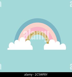 Arc-en-ciel en couleurs avec nuages. Illustration vectorielle Illustration de Vecteur