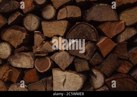 Pile de bois de feu arrière-plan rural Banque D'Images