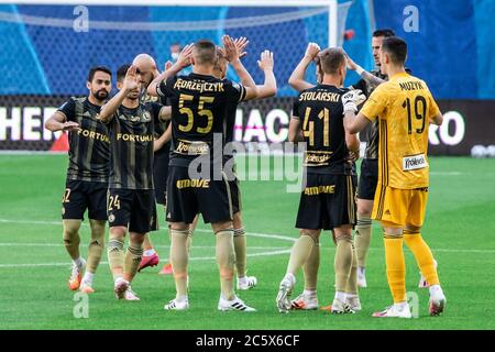 Les joueurs de Legia Warszawa sont vus lors du match PKO polonais Ekstraklasa entre Lech Poznan et Legia Warszawa au stade municipal de Poznan.(score final; Lech Poznan 2:1 Legia Warszawa) Banque D'Images