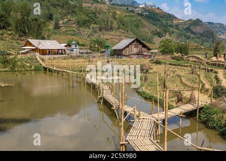 Cat Cat Cat village près de Sapa, Lao Cai, Vietnam en une journée d'été Banque D'Images