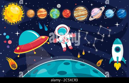 Planètes colorées du système solaire Illustration de Vecteur