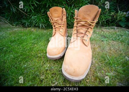 Timberland Radford 6 pouces de couleur Havane ou blé avec les semelles SensorFlex légères - Royaume-Uni, Angleterre, chaussure, vêtements d'extérieur, style, robuste, timb, timb Banque D'Images