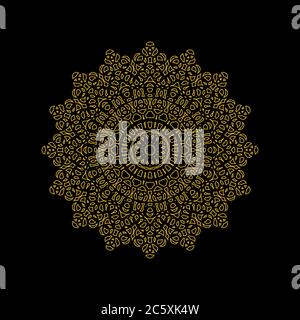 vecteur de conception de mandala doré isolé sur fond noir Illustration de Vecteur