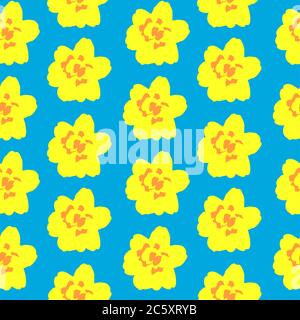 Abstrait main Narcissus fleur sans couture motif arrière-plan. Illustration vectorielle Illustration de Vecteur