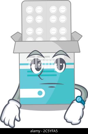 Mascotte design style de la bouteille de médecine médicale avec geste d'attente Illustration de Vecteur