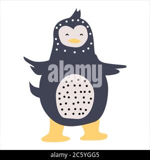 Pingouin mignon personnage drôle. Illustration vectorielle puéril de style scandinave Illustration de Vecteur