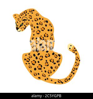Léopard mignon tendance style, animal prédateur mammifère, jungle Illustration de Vecteur