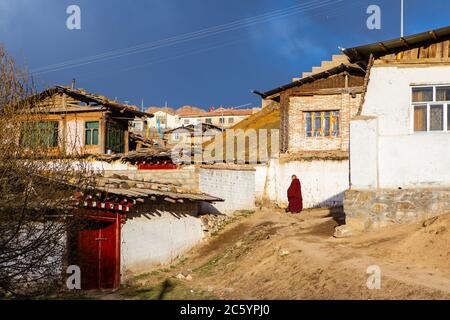 Temple Langmu, temple du bouddhisme tibétain à la frontière du Tibet et de la province de Szechuan, en Chine. Banque D'Images