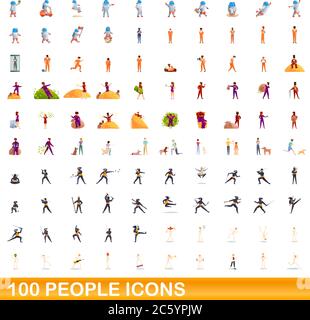 100 personnes icons set. Cartoon illustration de 100 personnes icônes vector set isolé sur fond blanc Illustration de Vecteur