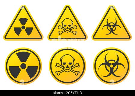 Icône radioactive, toxique, risque biologique. Avertissement danger symbole du logo poison. Image d'illustration vectorielle. Isolé sur fond blanc. Illustration de Vecteur