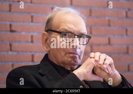 Roma, Italie. 27 septembre 2018. Ennio Morricone lors de la présentation du livre '90'Ennio' à Rome, à l'Auditorium Parco della Musica, à l'occasion de son quatre-vingt-dixième anniversaire, septembre 2018 (photo de Matteo Nardone/Pacific Press) Credit: Pacific Press Agency/Alay Live News Banque D'Images