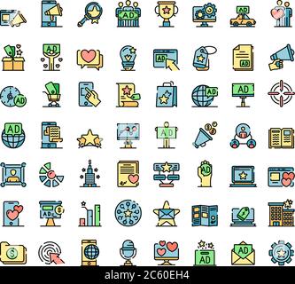 Icônes d'agence de publicité Vector Flat Illustration de Vecteur