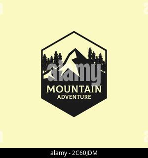 Logo Mountain Adventure Outdoor, idéal pour les activités sportives ou récréatives Illustration de Vecteur