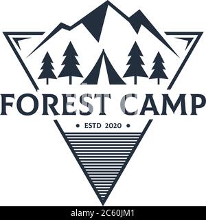 Creative Forest Camp Outdoor logo design vector , meilleur pour le sport ou le logo de loisirs etc Illustration de Vecteur