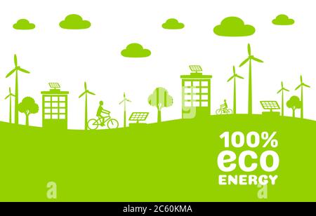 Générateur d'énergie écologique, ville électrique verte naturelle. Illustration vectorielle Illustration de Vecteur