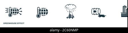 Icône effet de serre. Élément simple de la collection de réchauffement climatique. Icône effet de serre créatif pour la conception de sites Web, les modèles, les infographies et Illustration de Vecteur