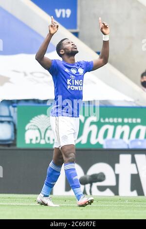 LEICESTER, ANGLETERRE - 04 JUILLET : Kelechi fête ses premières parties du match de la Premier League entre Leicester City et Crystal Palace au King Power Stadium le 4 juillet 2020 à Leicester, Royaume-Uni. Les stades de football de toute l'Europe restent vides en raison de la pandémie du coronavirus, car les lois gouvernementales interdisant aux fans de prendre leurs distances à l'intérieur des lieux, ce qui entraîne le jeu de tous les présentoirs derrière des portes fermées. (Photo par MB Media) Banque D'Images