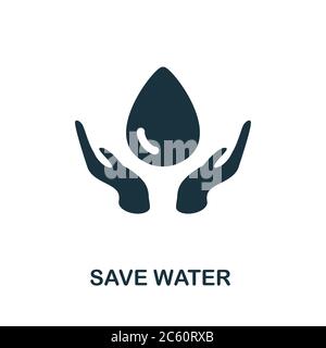 Icône Save Water. Élément simple de la collection de réchauffement climatique. Icône Creative Save Water pour la conception Web, les modèles, les infographies et bien plus encore Illustration de Vecteur