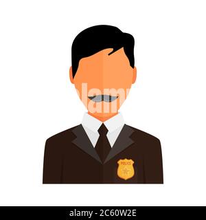 Agent de police avatar illustration. L'icône de la mode dans le style policier télévision. Illustration de Vecteur