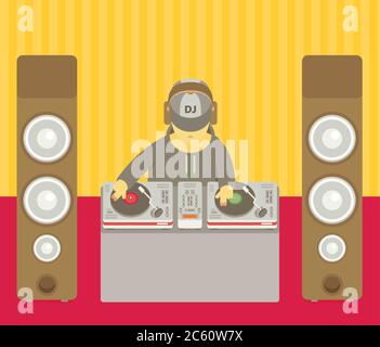 Musique de caractère DJ. Divertissement musical. Illustration vectorielle plate Illustration de Vecteur