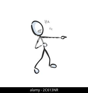 Rire les enfants d'intimidation. Vecteur simple humiliation abus, insulte, Stickman pas de visage clipart caricature. Dessiné à la main. Dessin Doodle, illustration graphique Illustration de Vecteur