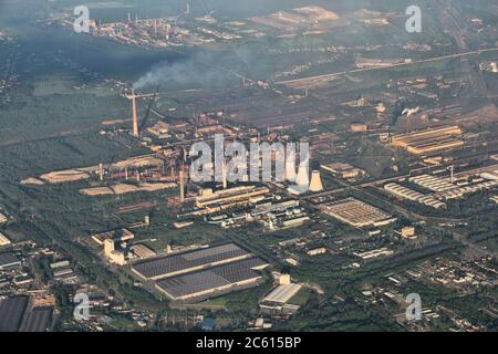 Paysage industriel de la Pologne. La haute Silésie région aciéries de Dabrowa Gornicza. Banque D'Images