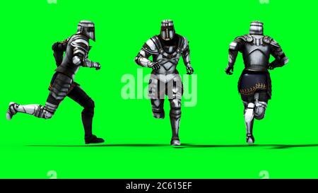 Cavalier isoler sur écran vert. Rendu 3d réaliste. Banque D'Images