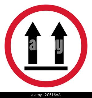 Cette icône d'avertissement de face vers le haut est isolée sur fond blanc. Symbole de paquet, illustration du vecteur d'étiquette. Transport de livraison . Illustration de Vecteur