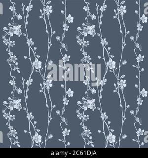 Motif fleuri de fleurs de cerisier japonais Sakura Illustration de Vecteur