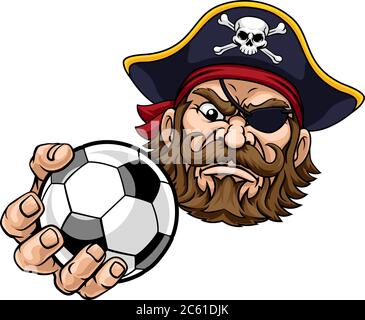 Pirate football football ballon de football Sports mascotte dessin animé Illustration de Vecteur