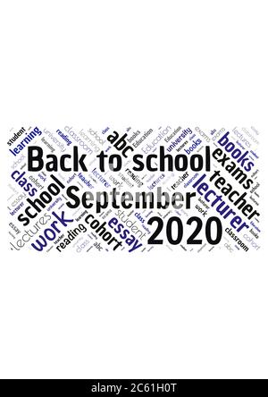 Illustration d'un nuage de mots avec des mots représentant l'éducation et de retour à l'école en septembre 2020 Illustration de Vecteur