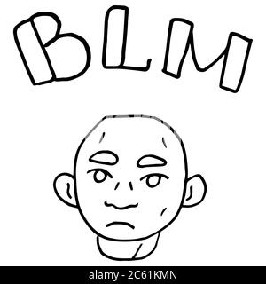 Emblème Black Lives Matter sur fond blanc isolé. Afro man, blm texte pour invitation ou carte cadeau, bannière sociale, blog d'actualités, prospectus. Étui de téléphone ou c Illustration de Vecteur