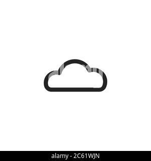 icône de ligne de nuage noire. Isolé sur blanc. Icône de téléchargement. Panneau de mise à niveau. Bouton partager. Météo, symbole du ciel. Illustration de Vecteur