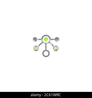 Icône de ligne de connexion réseau du concentrateur isolée sur blanc. Système, catalogue, hiérarchie, bouton de technologie. Bouton serveur ou base de données centrale. Système de liens Illustration de Vecteur