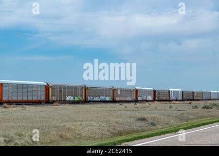 Ligne de wagons, Wetmore, Colorado, États-Unis Banque D'Images