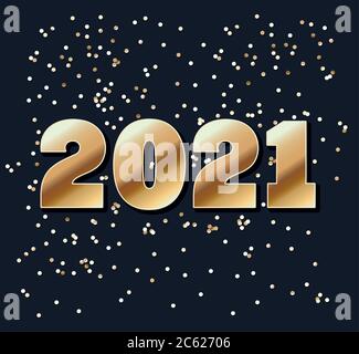 Bonne année 2021 or nombre avec motif confetti, Bienvenue célébrer carte de voeux Happy décoratif et thème célébration illustration vectorielle Illustration de Vecteur