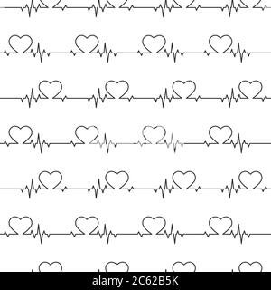 Motif fluide du cœur et impulsions du cardiogramme pour la texture, les textiles, les fonds simples et l'emballage Illustration de Vecteur