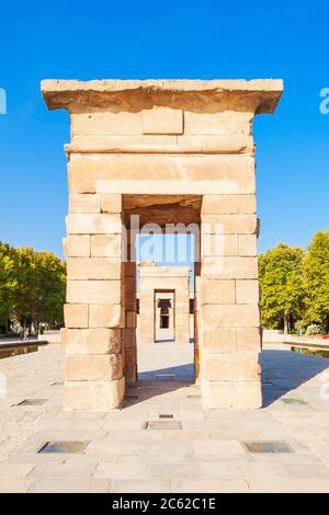 Le Temple de Debod, ou Templo de Debod est un ancien temple égyptien qui a été reconstruite à Madrid, Espagne. Banque D'Images