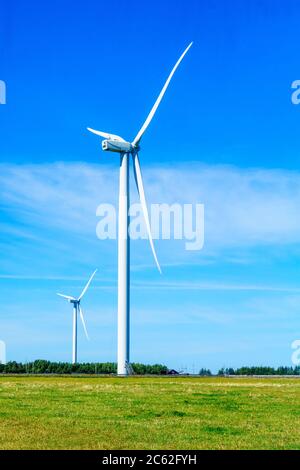 Voir des éoliennes dans le Cap Nord, Prince Edward Island, Canada Banque D'Images