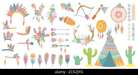 Ensemble d'éléments tribaux. Élément de design tribal, ornement vintage Illustration de Vecteur