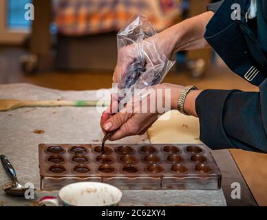 Atelier de truffes au chocolat à Grevenbroich, Allemagne Banque D'Images