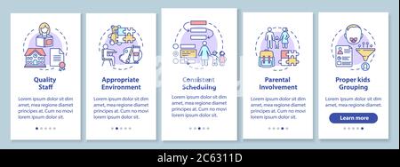 Composants de l'efficacité de la maternelle intégration de l'écran de la page d'application mobile avec des concepts Illustration de Vecteur