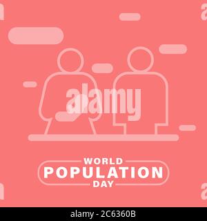 Journée mondiale de la population, parents et enfants, mère et père avec baie, affiche d'illustration, modèle pour projets, vecteur Illustration de Vecteur