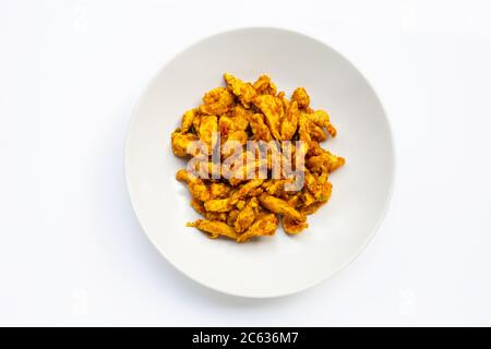 Poulet avec pâte de curry jaune. Cuisine thaïlandaise Banque D'Images