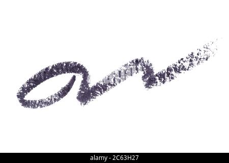 Contour de couleur de l'échantillon de paupière isolé sur fond blanc. Crayon pour les yeux, texture noire et légèrement accroupie. Banque D'Images
