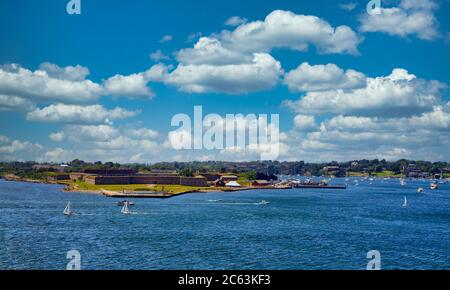 Port de Newport Rhode Island et Old fort Banque D'Images