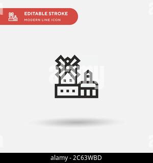 Icône simple vecteur Moulin Rouge. Modèle de conception de symbole d'illustration pour l'élément d'interface utilisateur Web mobile. Pictogramme moderne de couleur parfaite sur contour modifiable. Icônes du Moulin Rouge pour votre projet d'entreprise Illustration de Vecteur