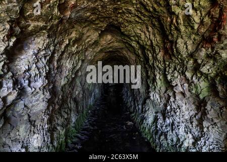 Tunnel du ruisseau ferroviaire Ocean Shore abandonné à Davenport, Californie, États-Unis. Banque D'Images