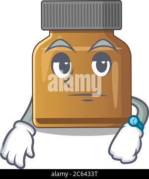 Mascotte style de la vitamine B de bouteille avec geste d'attente Illustration de Vecteur